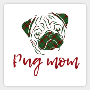 Pug Mom with Green Plaid Pug Magnet